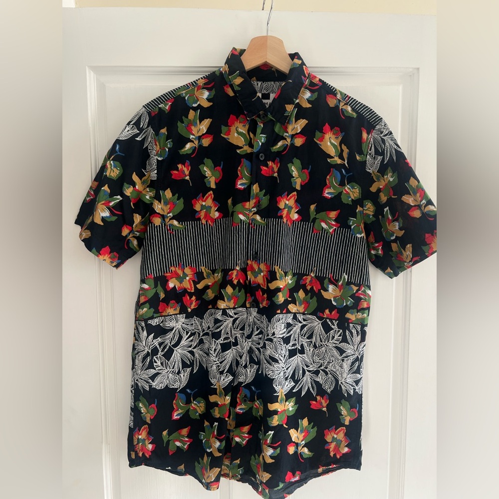 TOPMAN Floral Black Shirt